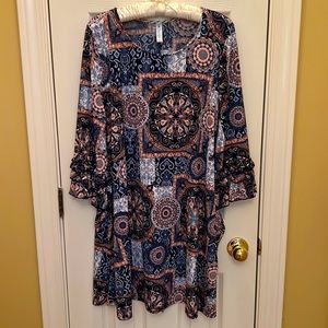 Navy dress for fall with ruffled sleeves❤️